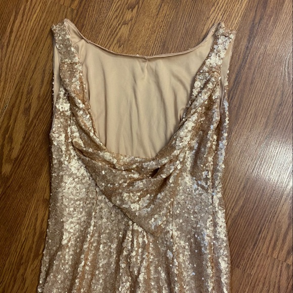 Vintage 90’s Y2K Gold Sequin Gown Homecoming Dress Cowl Backless Dress Prom - Picture 16 of 16